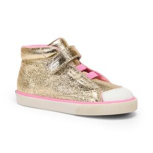 🌈SEE KAI RUN Gold and Pink Kids Top Sneakers SIZE #5🌈